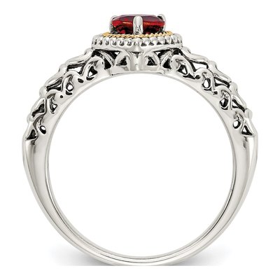 Sterling Silver & 14K Gold Garnet Heart Ring – view 3