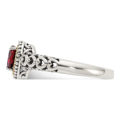 Sterling Silver & 14K Gold Garnet Heart Ring – view 4