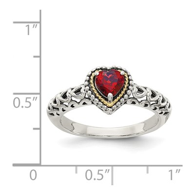 Sterling Silver & 14K Gold Garnet Heart Ring – view 5