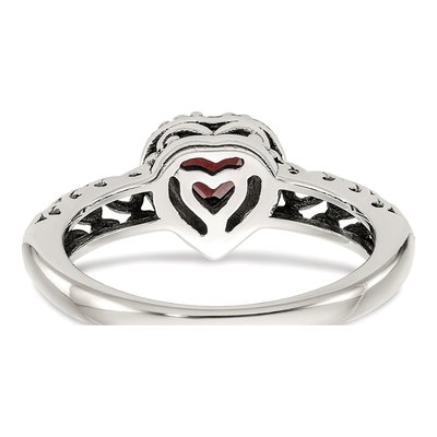 Sterling Silver & 14K Gold Garnet Heart Ring – view 7