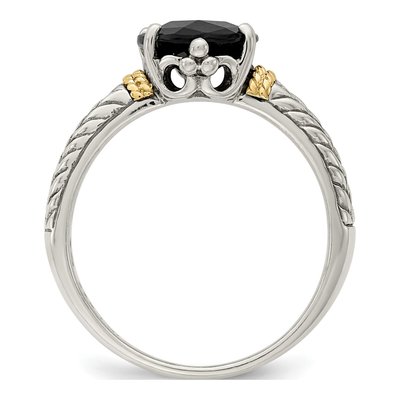 Sterling Silver & 14K Gold Garnet Oval Ring – view 3
