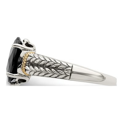 Sterling Silver & 14K Gold Garnet Oval Ring – view 4