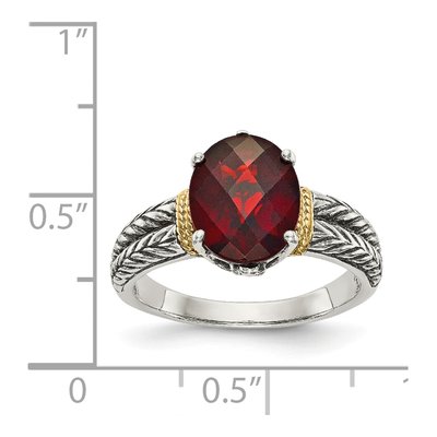 Sterling Silver & 14K Gold Garnet Oval Ring – view 5