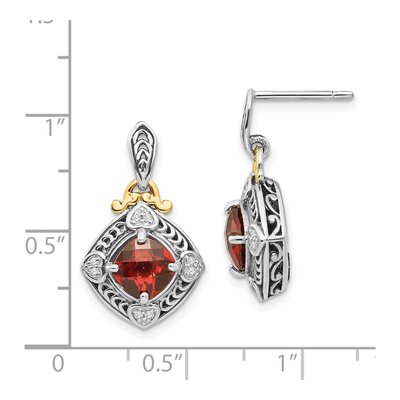 Sterling Silver & 14K Gold 1/15 ct tw Garnet & Diamond Dangle Earrings – view 5