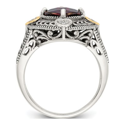 Sterling Silver & 14K Gold 1/20 ct tw Garnet & Diamond Ring – view 3