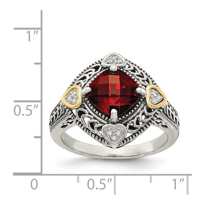 Sterling Silver & 14K Gold 1/20 ct tw Garnet & Diamond Ring – view 5