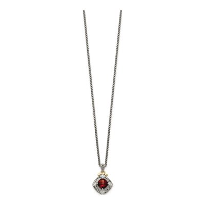 Sterling Silver & 14K Gold 1/20 ct tw Garnet & Diamond Pendant Necklace – view 3