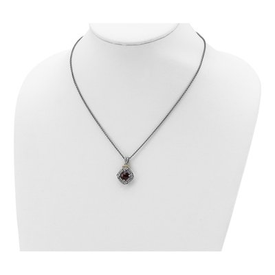 Sterling Silver & 14K Gold 1/20 ct tw Garnet & Diamond Pendant Necklace – view 5