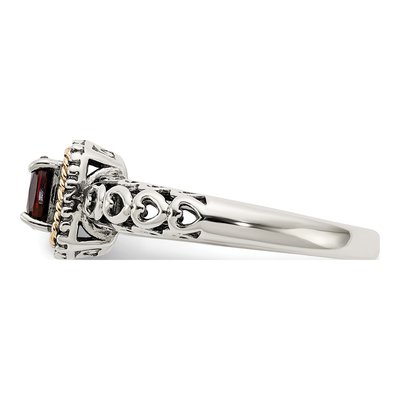 Sterling Silver & 14K Gold Garnet Ring – view 4