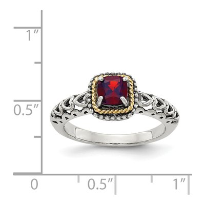 Sterling Silver & 14K Gold Garnet Ring – view 5