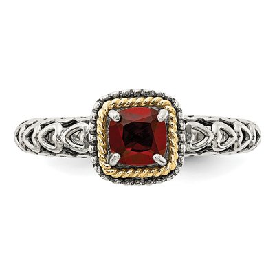 Sterling Silver & 14K Gold Garnet Ring – view 6