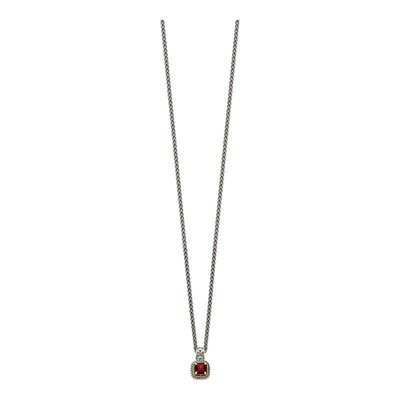 Sterling Silver & 14K Gold Garnet Pendant Necklace – view 3