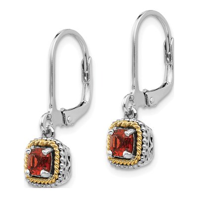 Sterling Silver & 14K Gold Garnet Leverback Earrings – view 3