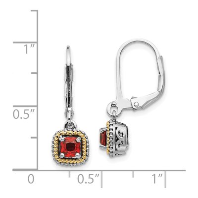 Sterling Silver & 14K Gold Garnet Leverback Earrings – view 5