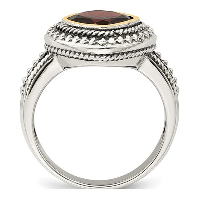Sterling Silver & 14K Gold Garnet Bezel Ring – view 3