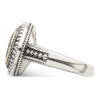 Sterling Silver & 14K Gold Garnet Bezel Ring – view 4