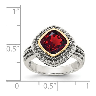 Sterling Silver & 14K Gold Garnet Bezel Ring – view 5