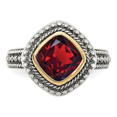 Sterling Silver & 14K Gold Garnet Bezel Ring – view 6
