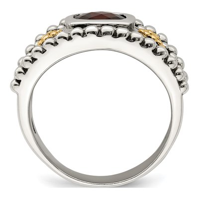 Sterling Silver & 14K Gold Garnet Bezel Ring – view 3