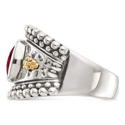 Sterling Silver & 14K Gold Garnet Bezel Ring – view 4