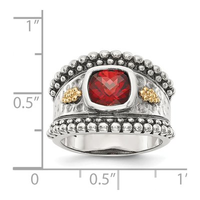 Sterling Silver & 14K Gold Garnet Bezel Ring – view 5