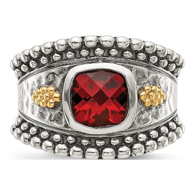 Sterling Silver & 14K Gold Garnet Bezel Ring – view 6