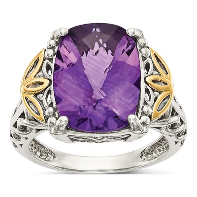 Sterling Silver & 14K Gold Amethyst Ring