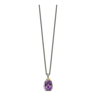 Sterling Silver & 14K Gold Amethyst Pendant Necklace – view 3