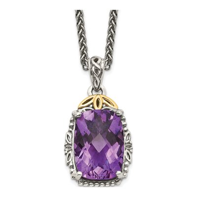 Sterling Silver & 14K Gold Amethyst Pendant Necklace