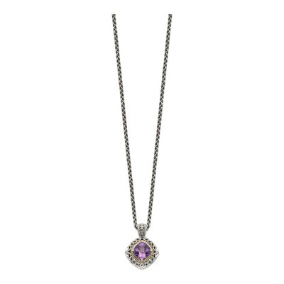 Sterling Silver & 14K Gold Amethyst Pendant Necklace – view 3