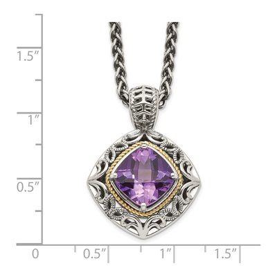 Sterling Silver & 14K Gold Amethyst Pendant Necklace – view 4