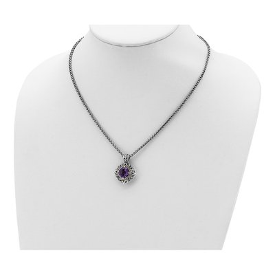 Sterling Silver & 14K Gold Amethyst Pendant Necklace – view 5