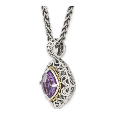 Sterling Silver & 14K Gold Amethyst Pendant Necklace – view 6