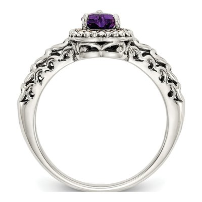 Sterling Silver & 14K Gold Amethyst Heart Ring – view 3