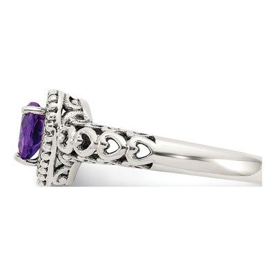 Sterling Silver & 14K Gold Amethyst Heart Ring – view 4