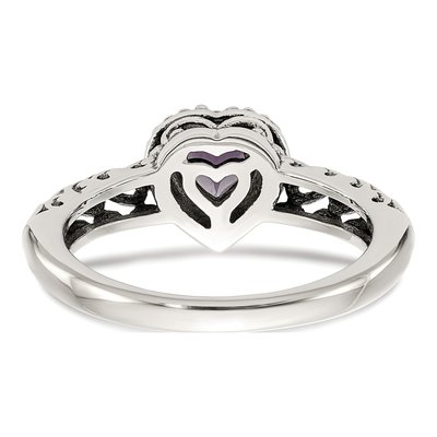 Sterling Silver & 14K Gold Amethyst Heart Ring – view 7