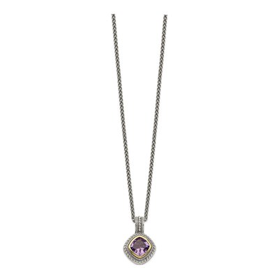 Sterling Silver & 14K Gold Amethyst Pendant Necklace – view 3