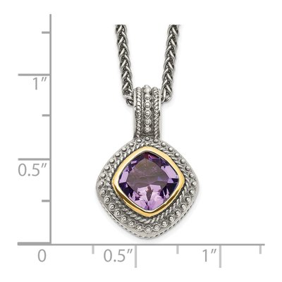 Sterling Silver & 14K Gold Amethyst Pendant Necklace – view 4