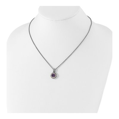 Sterling Silver & 14K Gold Amethyst Pendant Necklace – view 5