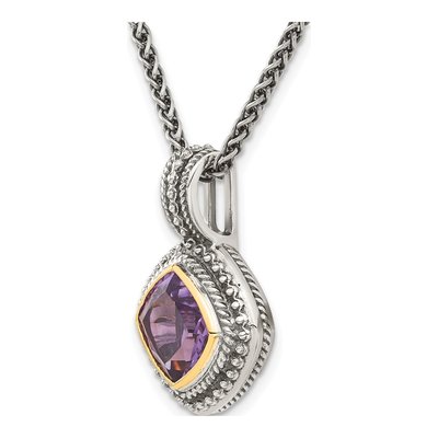 Sterling Silver & 14K Gold Amethyst Pendant Necklace – view 6