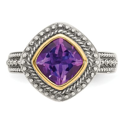 Sterling Silver & 14K Gold Amethyst Ring – view 6