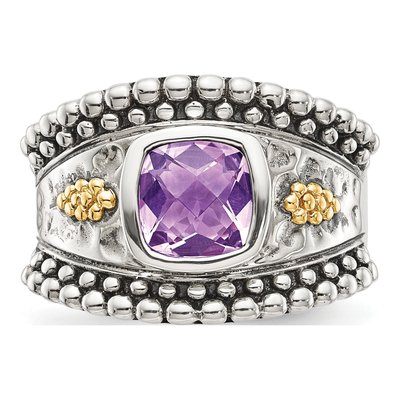 Sterling Silver & 14K Gold Amethyst Ring – view 6