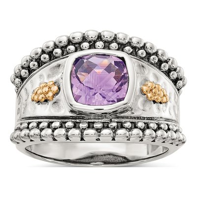 Sterling Silver & 14K Gold Amethyst Ring
