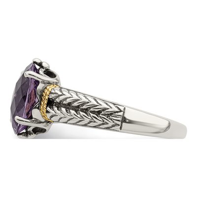 Sterling Silver & 14K Gold Amethyst Ring – view 4