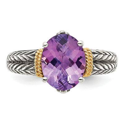 Sterling Silver & 14K Gold Amethyst Ring – view 6