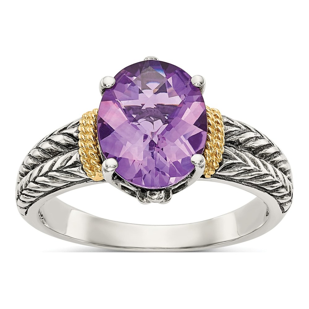 Sterling Silver & 14K Gold Amethyst Ring