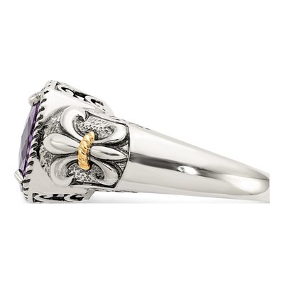 Sterling Silver & 14K Gold Amethyst Cushion Ring – view 4