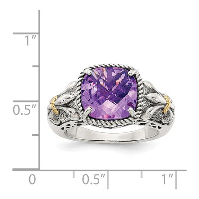 Sterling Silver & 14K Gold Amethyst Cushion Ring – view 5