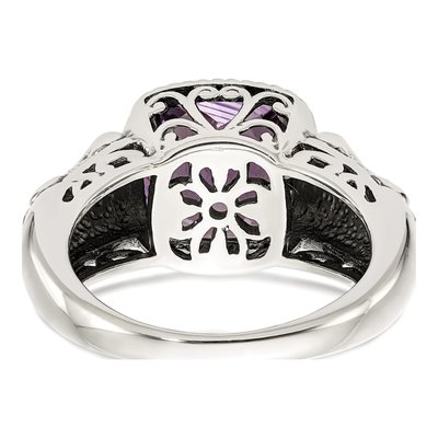 Sterling Silver & 14K Gold Amethyst Cushion Ring – view 7