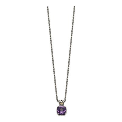 Sterling Silver & 14K Gold Amethyst Pendant Necklace – view 3